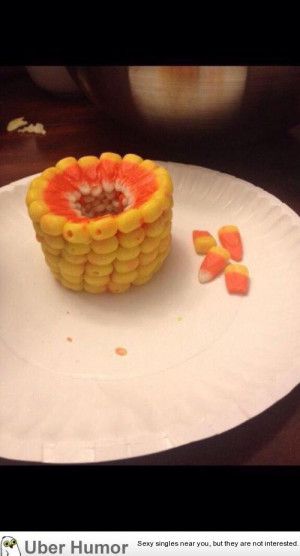 Candy corn stacked looks like corn on the Cobb