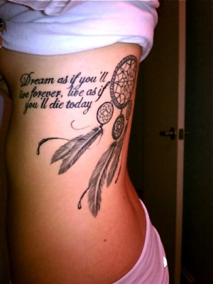 Dreamcatcher and quote tattoo design