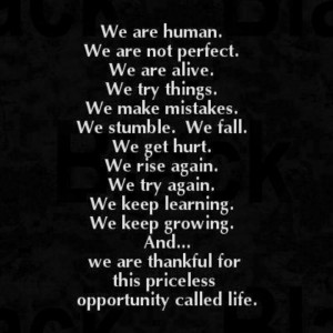 We are human. We are not perfect.