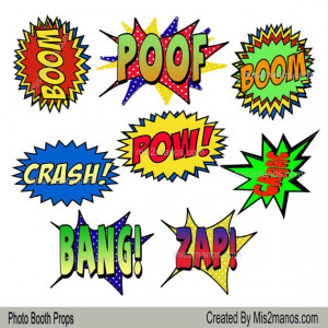 ... Booth Props Instant Download Action Bubbles Superhero 5 inches wide
