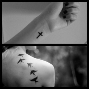Upper Arm Quote Tattoo Quote About Little Birds On Upper Inside Arm ...