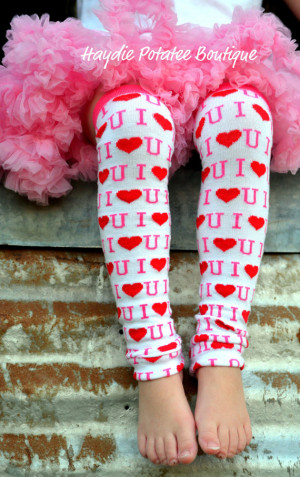 Valentine Day Pink Red Love You Heart Leg Warmers