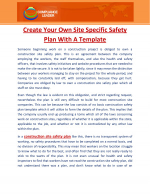Construction Site Safety Plan Template
