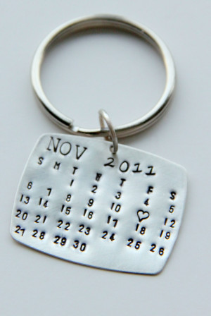 Valentines Calendar Keychain Silver, Calendar Key Chain, Valentines ...