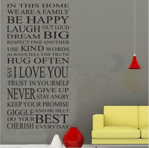 house rules happy creative quote wall decals zooyoo8052 removable ...