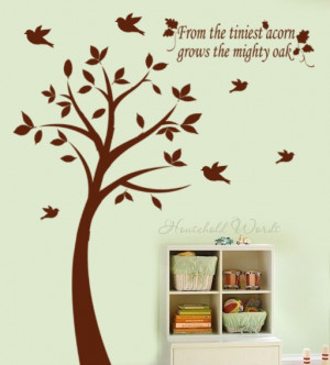 Tree Decal with Birds and from the tiniest acorn grows the mighty oak ...