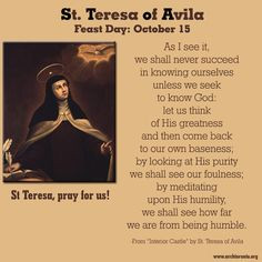 Quote from St. Teresa of Avila as we celebrate her feast day. More