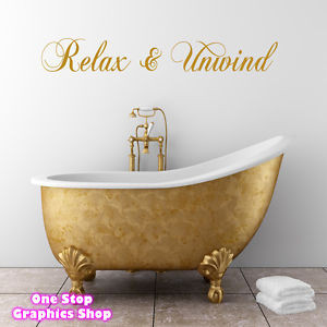 ... RELAX AND UNWIND WALL ART QUOTE STICKER 60CM - BEDROOM BATHROOM LOVE
