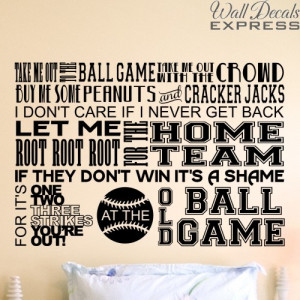 me out to the ball game sports wall quote decal