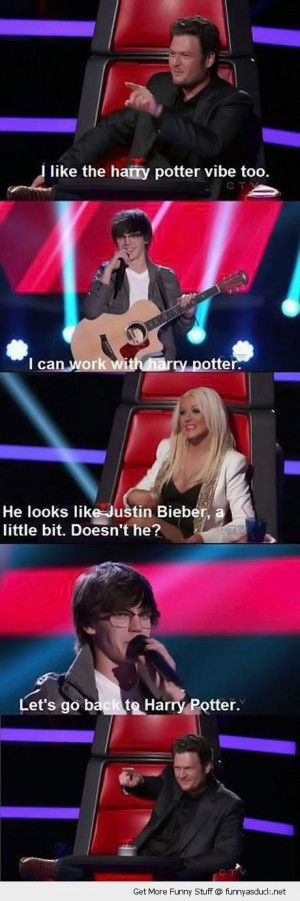 tv scene the voice harry potter justin beiber christina aguilera funny ...