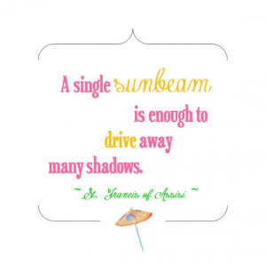 single sunbeam is enough to drive away many shadows.