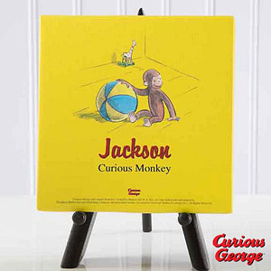 touch of fun with our Curious George® Personalized Canvas Art