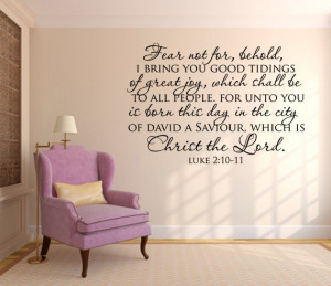Scripture Wall Decal. Fear Not For, Behold - CODE 124