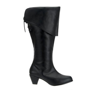Pirate Maiden Boots - Black Faux Leather