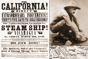 ... Forty-niners, gold rush poster, California gold maps pictures below