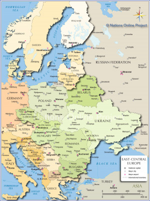 Eastern Europe Map With Capitalsmulti Color Eastern Europe Map With ...