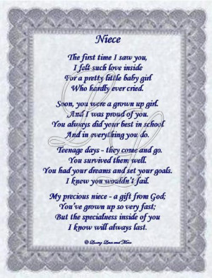 my niece quotes and pics | Niece poem is about a special niece. Poem ...