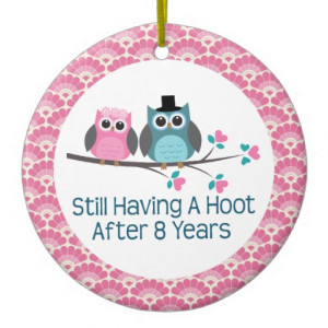 8th Anniversary Owl Wedding Anniversaries Gift Christmas Tree Ornament