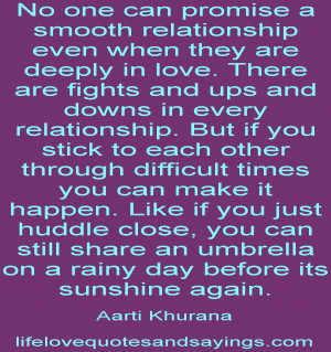 No one can promise a smooth relationship even when they are deeply in ...