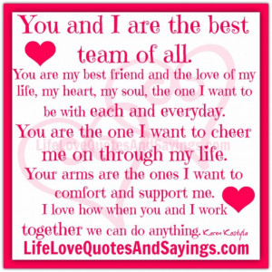 Quotes About Husband Love: You And I Are The Best Team Of All Quote ...