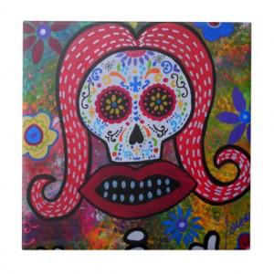 Dia de Los Muertos KISS Tile by Prisarts Ceramic Tiles