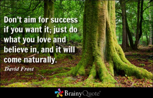 aim for success if you want it; just do what you love and believe ...