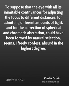 To suppose that the eye with all its inimitable contrivances for ...