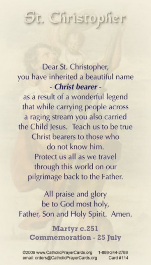 St Christopher - Patron Saint of Travelers