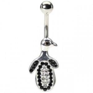 Penguin Belly Button Rings | Crystal Penguin Belly Ring: Belly Button