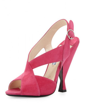Prada Suede Crisscross Sandal, Pink