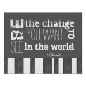 Ghandi quote poster be the change wall art on gray