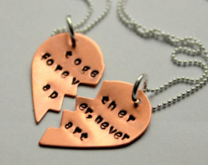 ... Valentines Gift, Friendship Quote, Best Friend Necklace, Copper Hearts