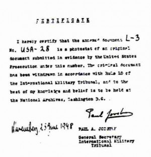 Above is the certificate signed by Paul A. Joosten, the General ...