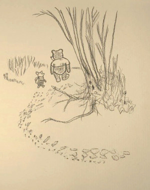 of Winnie-the-Pooh and his friend, Piglet, inspired by E. H. Shepard ...
