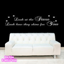 COLDPLAY LOOK AT THE STARS YELLOW WALL ART QUOTE STICKER - LYRIC LOVE ...
