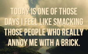 ... feel like smacking those people who really annoy me with a brick