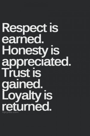 Respect honesty trust loyalty