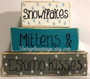 Snowflakes Mittens & Eskimo Kisses Christmas Blocks Winter Blocks ...