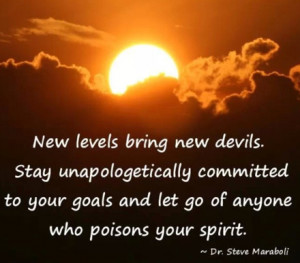 ... your goals and let go of anyone who poisins your spirit. - Steve