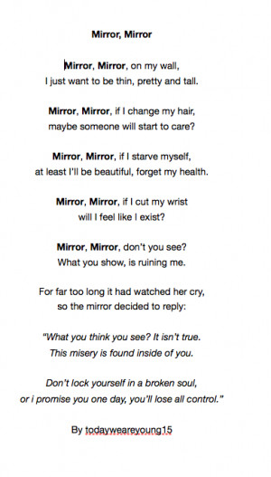 self Harm Starve poem Mirror