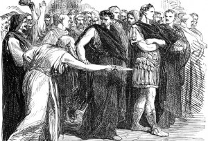 Soothsayer warns Julius Caesar. Beware the Ides of March