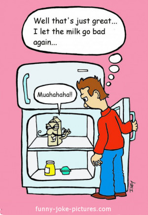 Hilarious Bad Milk Fridge Cartoon Joke Picture