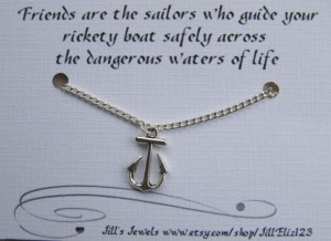 Anchor Silver Nautical Charm Necklace - With Inspirational Friendship ...