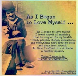 Charlie Chaplin quote on loving yourself