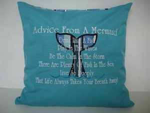 ... Mermaid Pillow Cover - Applique Advice From A Mermaid - Aruba
