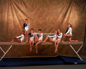 to Right) Dominique Dawes, Dominique Moceanu, Kerri Strug, Amy Chow ...