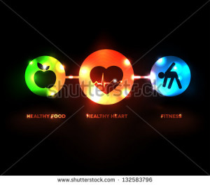 Abstract Wellness symbol. Healthy food and fitness leads to healthy ...