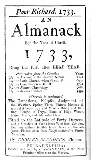 ... This Day: December 19, 1732: Happy Birthday, Poor Richard’s Almanack