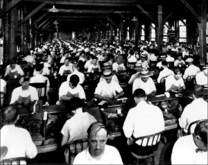 Inside an Ybor City cigar factory ca. 1920