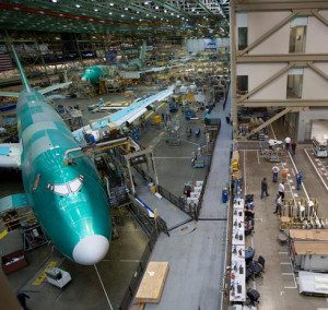 Above : Boeing 747 assembly at Everett, near Seattle : USA Today]